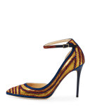 Lucy Sequined Half-d'Orsay Pump, Navy