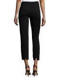 Velvet-Side Slim Cropped Pants, Black