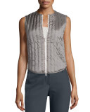 Zip-Front Fencing Vest W/Monili Trim, Slate Palladio