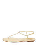Crystallized Ankle-Wrap Flat Thong Sandal