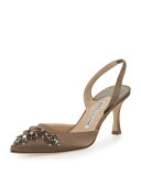 Iliaric Jeweled Satin Halter Pump, Brown