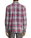 Plaid Western Shirt, Graffiti Red Plaid