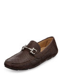 Parigi 3 Crocodile Gancini Driver, Brown