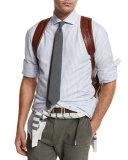 Striped Woven Sport Shirt, Blue