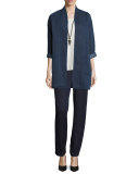 Tencel® Linen Straight-Leg Ankle Pants, Midnight