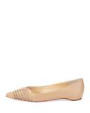 Baretta Studded Red Sole Skimmer Flat, Nude