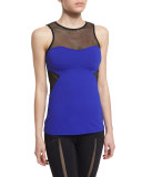 Throttle Mesh-Insert Sport Tank, Indigo