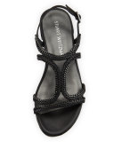Samoa Chain Strappy Flat Sandal, Black