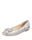 Froth Snake-Embossed Buckle Flat, Silver
