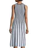 Pop Texture-Striped Midi Dress, Multi Colors