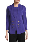 3/4-Sleeve Button-Front Jacket, Grape Royale 