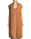 Long Cashmere Shawl-Collar Vest, Copper