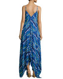 Irene Sleeveless Geometric-Print Dress, Blue Circus