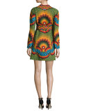Star & Stripe Kimono-Sleeve Wrap Dress, Green/Blue/Spice