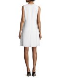Bevin Sleeveless Lace-Yoke Dress, Pearl