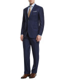 Rope-Stripe Two-Piece Wool Suit, Blue