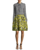 Floral Cloque A-Line Skirt, Citron