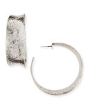 Hammered Oxidized Silver Graduated Hoop Earring
