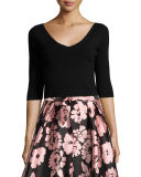Claire 3/4-Sleeve V-Neck Knit Top