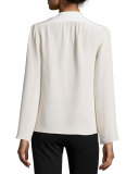 Long-Sleeve Slim-Fit Blouse, Muslin/Ivory