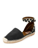 Rockstud Double Espadrille Flat, Nero