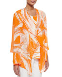 Orange Swirl Draped Jacket, Plus Size