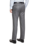 Flat-Front Twill Trousers, Gray