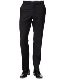 Flat-Front Wool/Mohair Trousers, Black