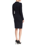 Side-Ruching One-Button Jacket, Midnight Blue