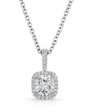 Cushion-Cut Diamond Pendant Necklace in 18K White Gold