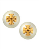 Evie Pearly Logo Stud Earrings