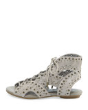 Fabienne Lace-Up Flat Sandal, Gray