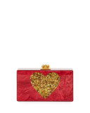 Jean Heart Box Clutch Bag, Red