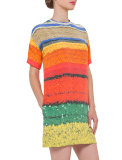 Short-Sleeve Floral-Print Tunic Dress, Multi Colors
