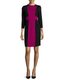 3/4-Sleeve Colorblock Sheath Dress