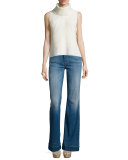 Tailorless Ginger Flare-Leg Released-Hem Jeans, Bright Light