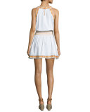 Bridget Embroidered Blouson Dress, New Ivory/Yellow 