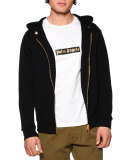 Oversized-Puller Zip-Up Hoodie, Black