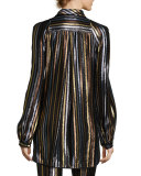 Diane Striped Tie-Neck Blouse, Multi