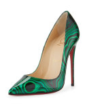 So Kate Marbled Red Sole Pump, Green/Black