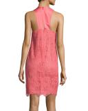 Felisha Sleeveless Floral Lace Shift Dress, Pink