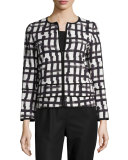 Aisha Grid-Print Jacket, White/Multi