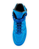 Men's Leather High-Top Sneaker w/Logo Lettering