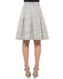 Cross-Stitch A-Line Pleated Skirt, Cliff/Chalk