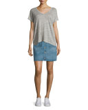 Santa Cruz Snap-Front Denim Miniskirt, Capitol