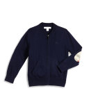 Jaxson Zip-Front Cotton Cardigan, Navy, Size 4-14