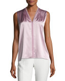 Joelle Sleeveless Stretch-Silk Blouse, Winter Rose
