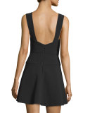 Britney Mesh-Inset Party Dress, Black
