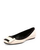 Two-Tone Leather Gommette Flat, Wax/Black