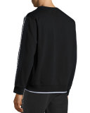 Contrast-Trim Long-Sleeve Sweater, Darkest Black